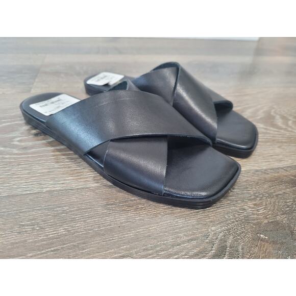 Evereve Women's Black Chai Leather Slide Sandals size 6.5 #4 - Picture 4 of 7